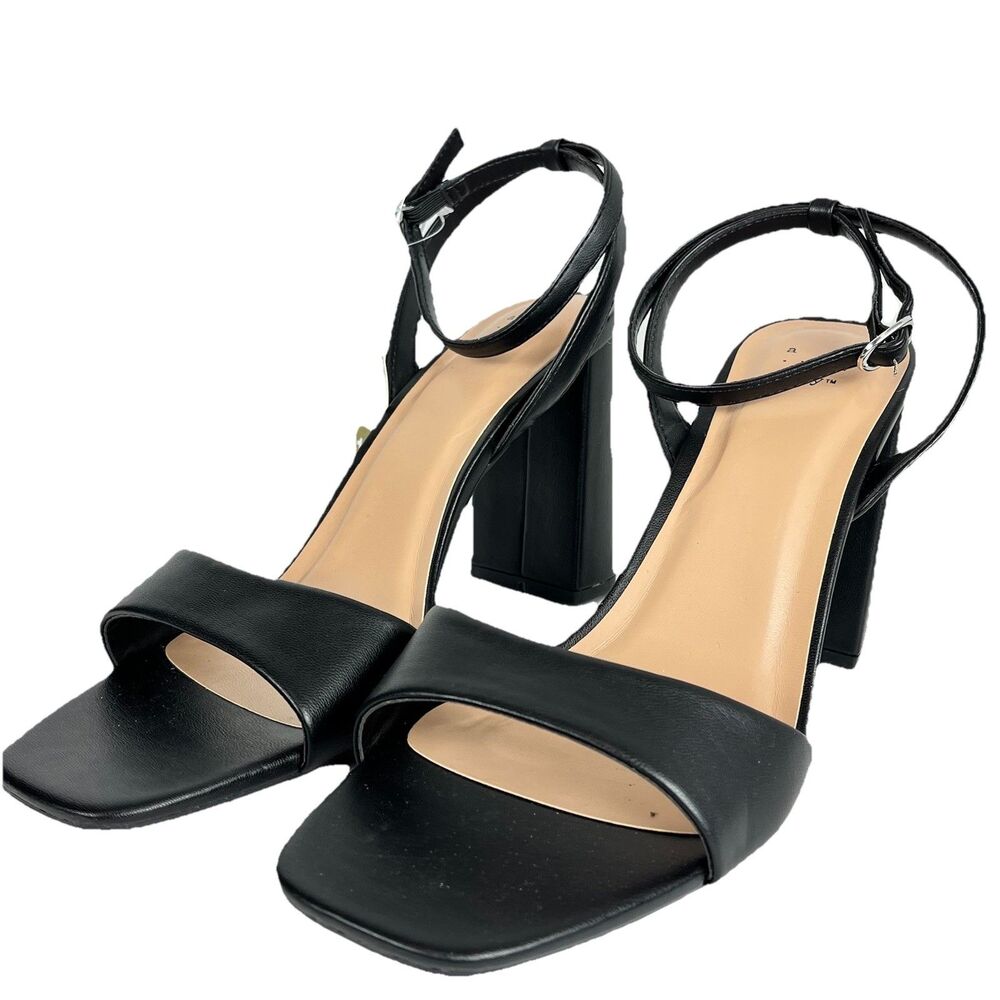Women Black Block Heel Sandals Ankle Strap Memory Foam Size 11 - Picture 11 of 11